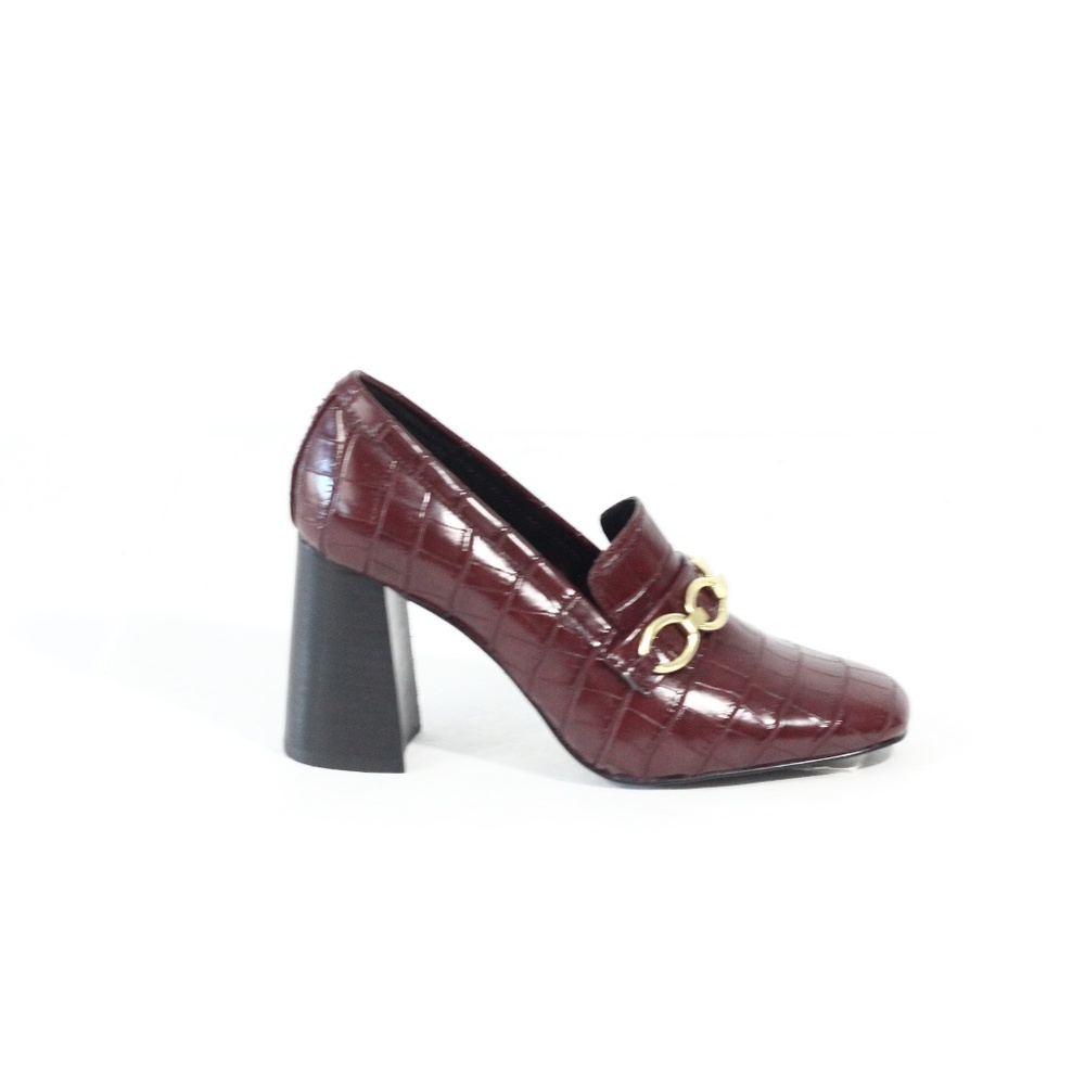 Violeta by Mango Block Heel Loafer NEW sz 6 Women Square Toe Shoes